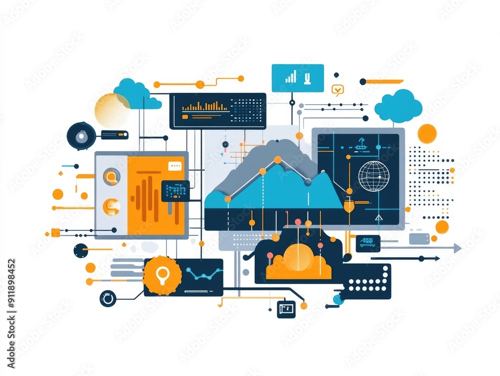 Poster this comprehensive showcases the seamless of software development api and flat design principles