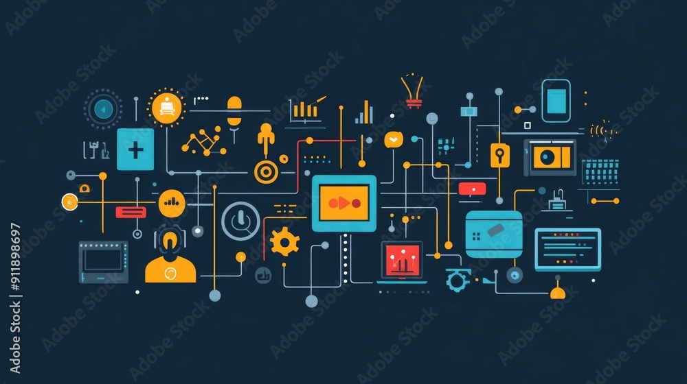 Poster this vibrant and visually striking depicts the cutting edge world of coding iot application developm