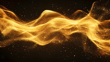 Glowing Gold Smoke Waves. Abstract luxury concept