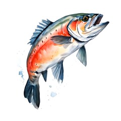 Kokanee Salmon Water Color Illustration Wall Art Print Decal Vinyl Sticker