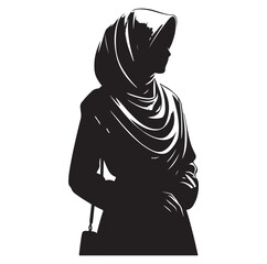 hijab style standing style silhouette vector illustration design.