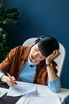 Tired call center worker