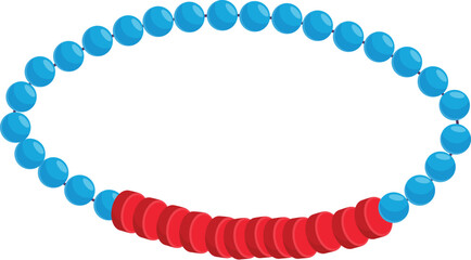 Obraz premium String of blue and red beads is forming a bracelet for jewelry making