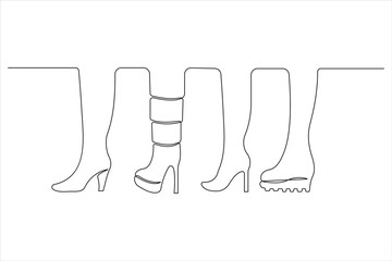Continuous single one line drawing of woman high heeled beautiful fashion shoes vector illustration.