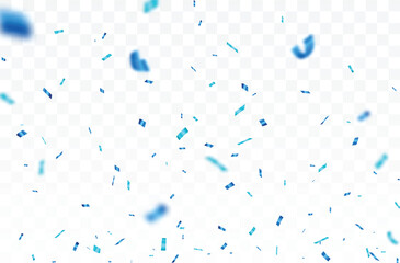 Blue confetti background isolated on transparent background
