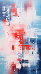 Artistic red white blue oil painting abstract graphic poster background