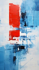 Artistic red white blue oil painting abstract graphic poster background