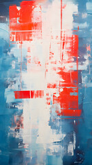 Artistic red white blue oil painting abstract graphic poster background
