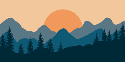 vintage Outdoor mountains Summer. vector  designs.