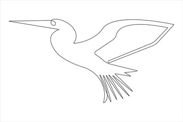 Fototapeta premium One continuous line drawing of adorable heron bird concept for conservation icon. Modern line art design vector 