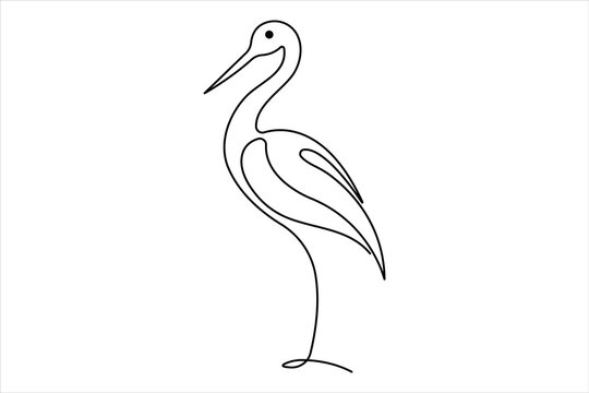 recommend clip art: One continuous line drawing of adorable heron bird concept for conservation icon. Modern line art design vector
                    