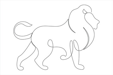 Continuous one single line drawing of lion. Lion minimalism line art design vector illustration
