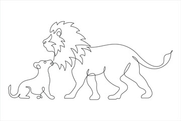 Continuous one single line drawing of lion. Lion minimalism line art design vector illustration
