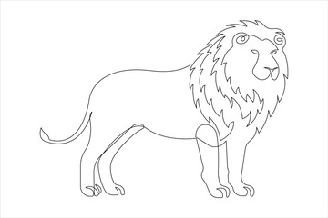 Continuous one single line drawing of lion. Lion minimalism line art design vector illustration
