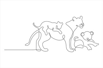 Continuous one single line drawing of lion. Lion minimalism line art design vector illustration
