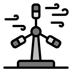 Wind Turbine Icon in Filled Line Style