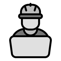 Worker Icon in Filled Line Style
