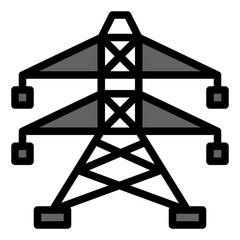 Electric Tower Icon in Filled Line Style