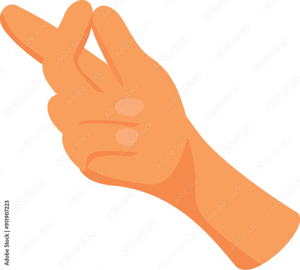 Poster cartoon hand gesturing small size, pinching together thumb and index finger as if holding something 