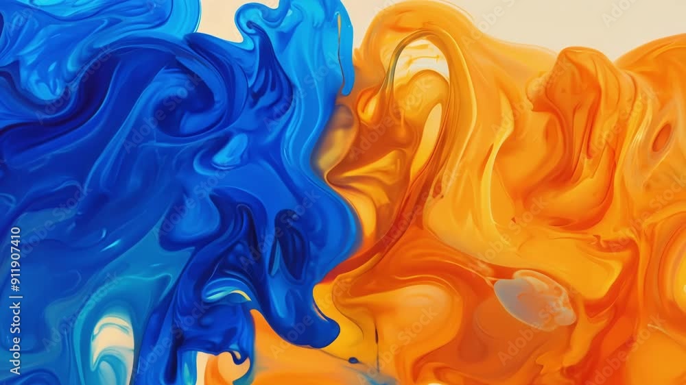 Poster discover a captivating blend of blue and orange as they swirl together, creating mesmerizing pattern