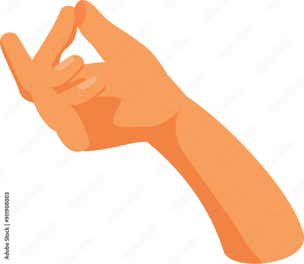 Poster hand is making a gesture with the index finger and thumb close together, as if indicating something 
