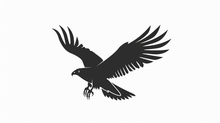 Obraz premium Silhouette of an eagle in flight with wings spread out.