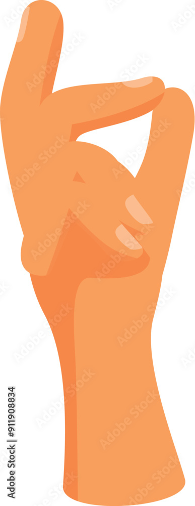 Poster cartoon hand is making a gesture with the index finger and thumb touching, as if indicating a small 