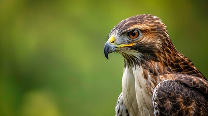 Fototapeta premium Close-up of a hawk with a focused gaze and sharp beak