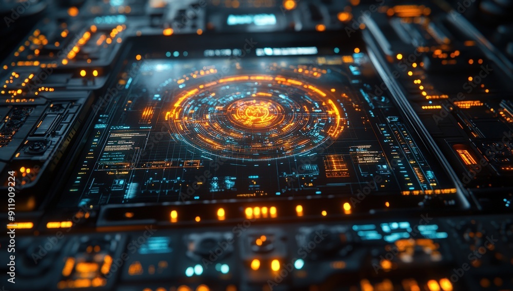 Aufkleber futuristic interface design. generate ai image