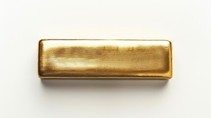 Gold bar isolated on white background top view with copy space. Financial economy banking concept. Golden precious metal