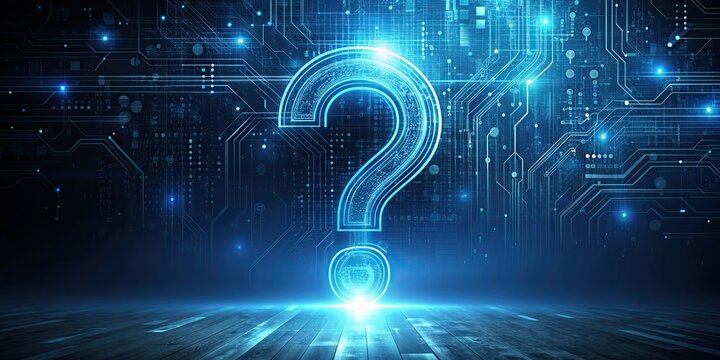 Abstract technology background with a question mark , representing the concept of thinking , innovation, creativity