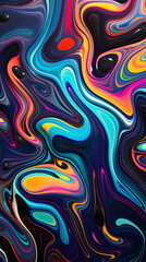 Digital neon graffiti marble swirl curve abstract poster background