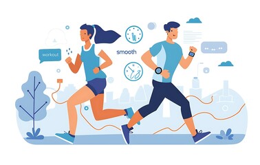 Fototapeta premium Sporty people running in the park. Active lifestyle concept.