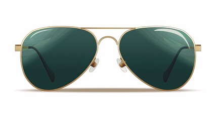 Golden aviator sunglasses with green tinted lenses.