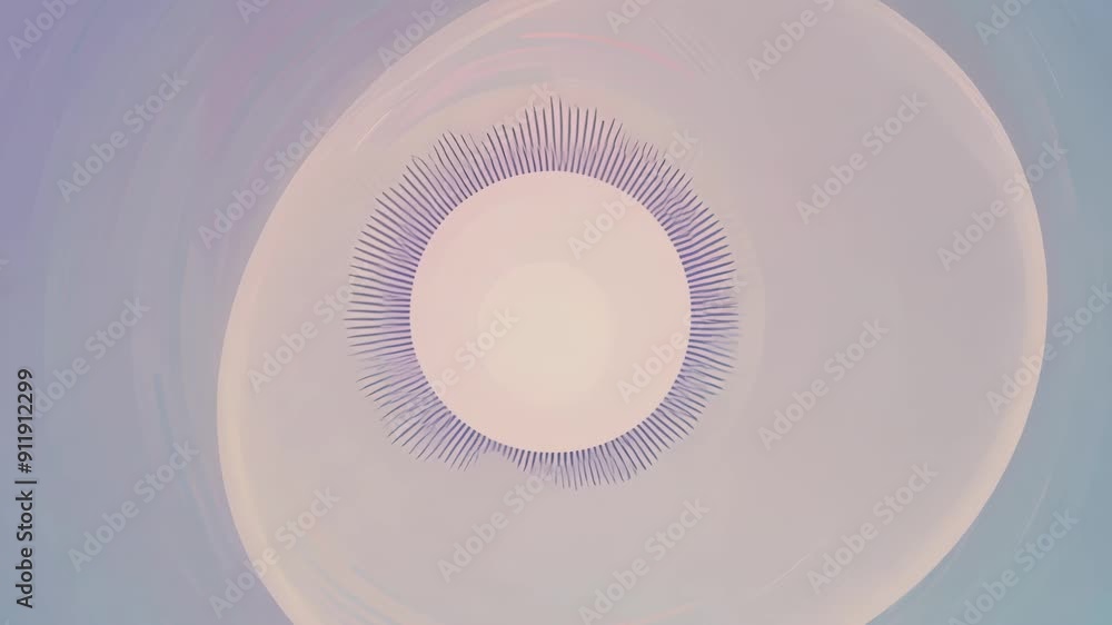 Poster a gentle circular design features radiating lines, creating a calming visual effect in soft pastel c