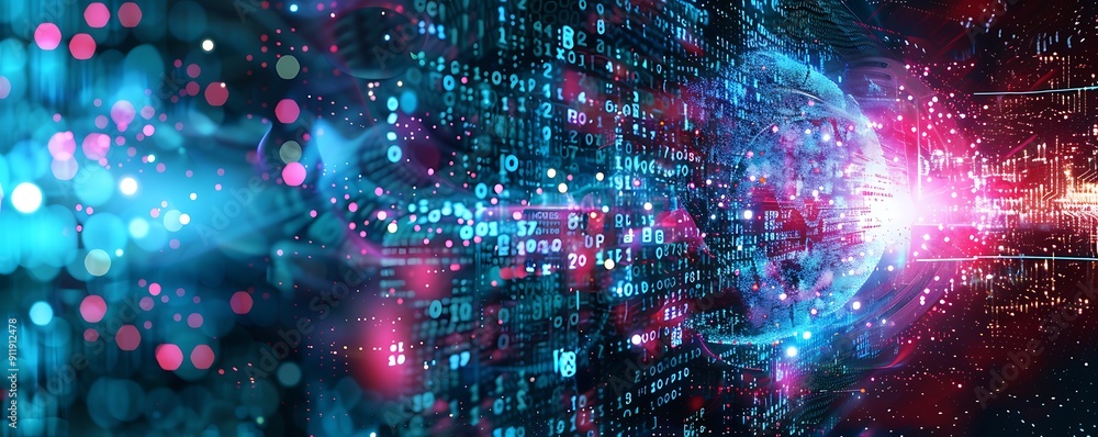 Poster ai and neural networks digital background for research
