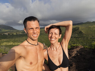 Vacation Selfie of Couple in Hawaii