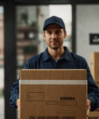 A Male Courier Delivering Cargo.