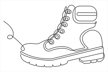 Continuous single one line drawing of casual sneakers shoes minimalism design outline vector illustration
