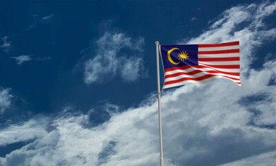 Malaysia country national blue sky cloudy white backhground wallpaper copy space 31 thirty one date day august month asia independence freedom celebration festival malaysian culture festival islam art