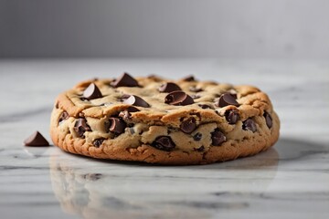 Single Chocolate Chip Cookie on a Marble Surface