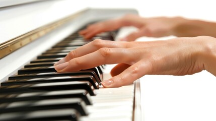 Fototapeta premium woman hand playing a piano