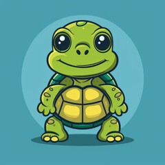Fototapeta premium Cute cartoon turtle with a big smile.