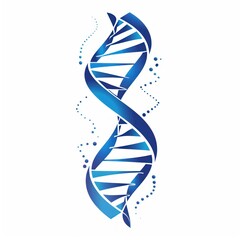 Blue DNA helix with a gradient, on white background.