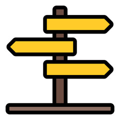 Directional Sign Icon in Filled Line Style