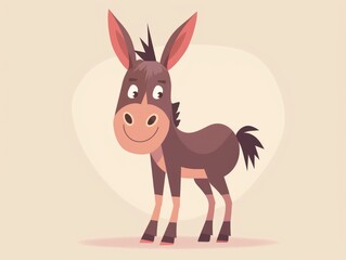 Obraz premium Cartoon donkey with big ears and a smile.