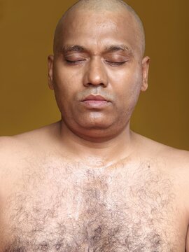 bald headed man portrait after deceased of his father