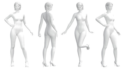 Female 3D Model in Various Poses, Female Body Mannequin