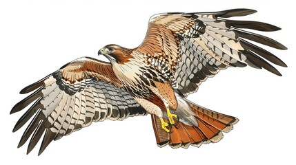 Fototapeta premium A detailed artwork of a hawk shown from the front in flight