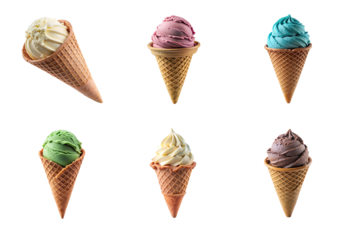 Chocolate Cone Ice Cream on Transparent Background